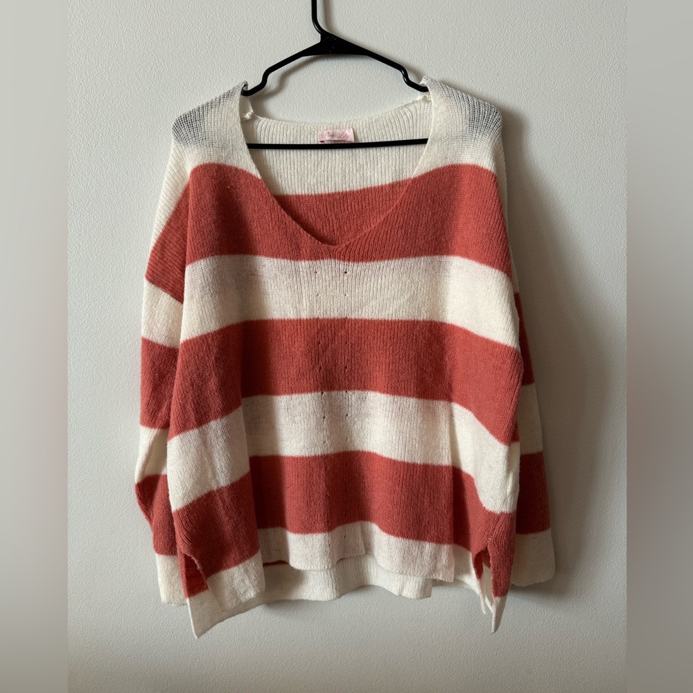 Pink lily striped sweater
